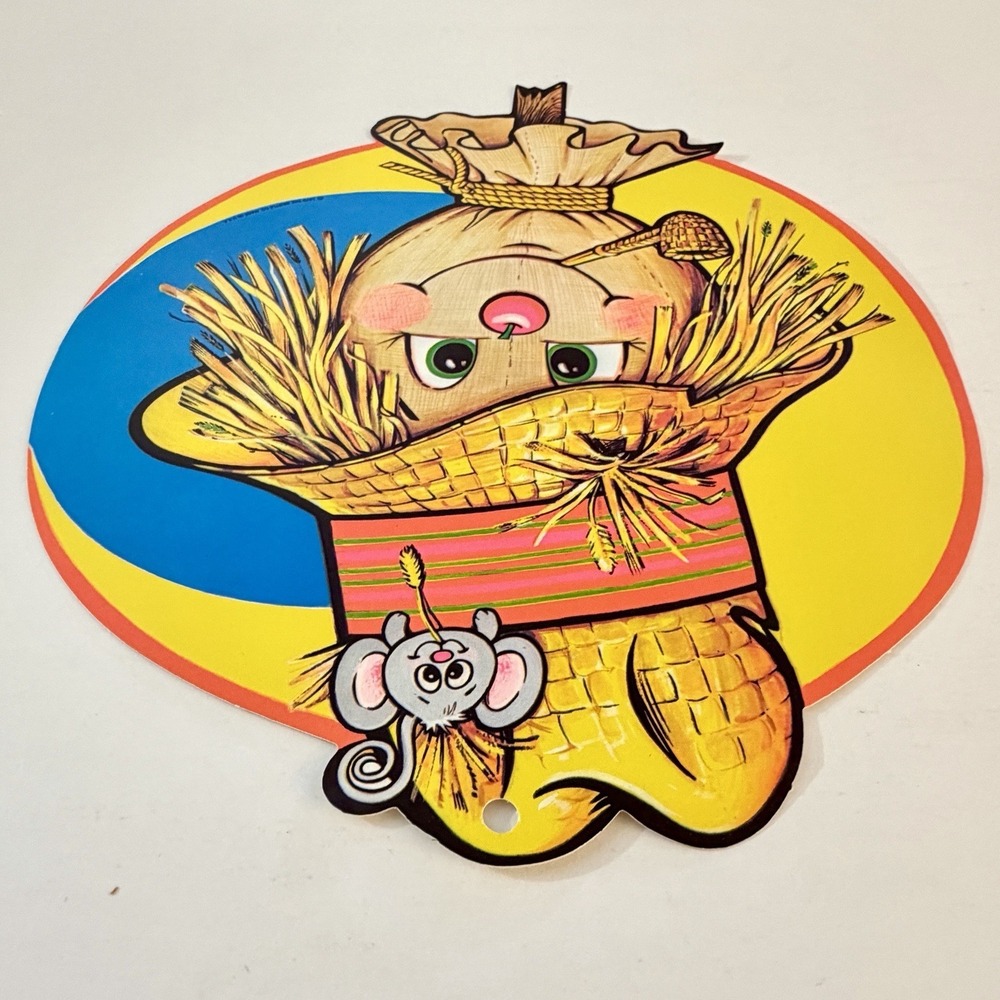 Vintage 1979 Beistle Scarecrow Die Cut Halloween Wall Decoration USA Mouse Hat - Picture 7 of 9